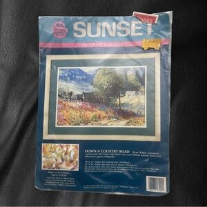 Vintage 1989 - Sunset Cross Stitch Kit - Down a Country Road